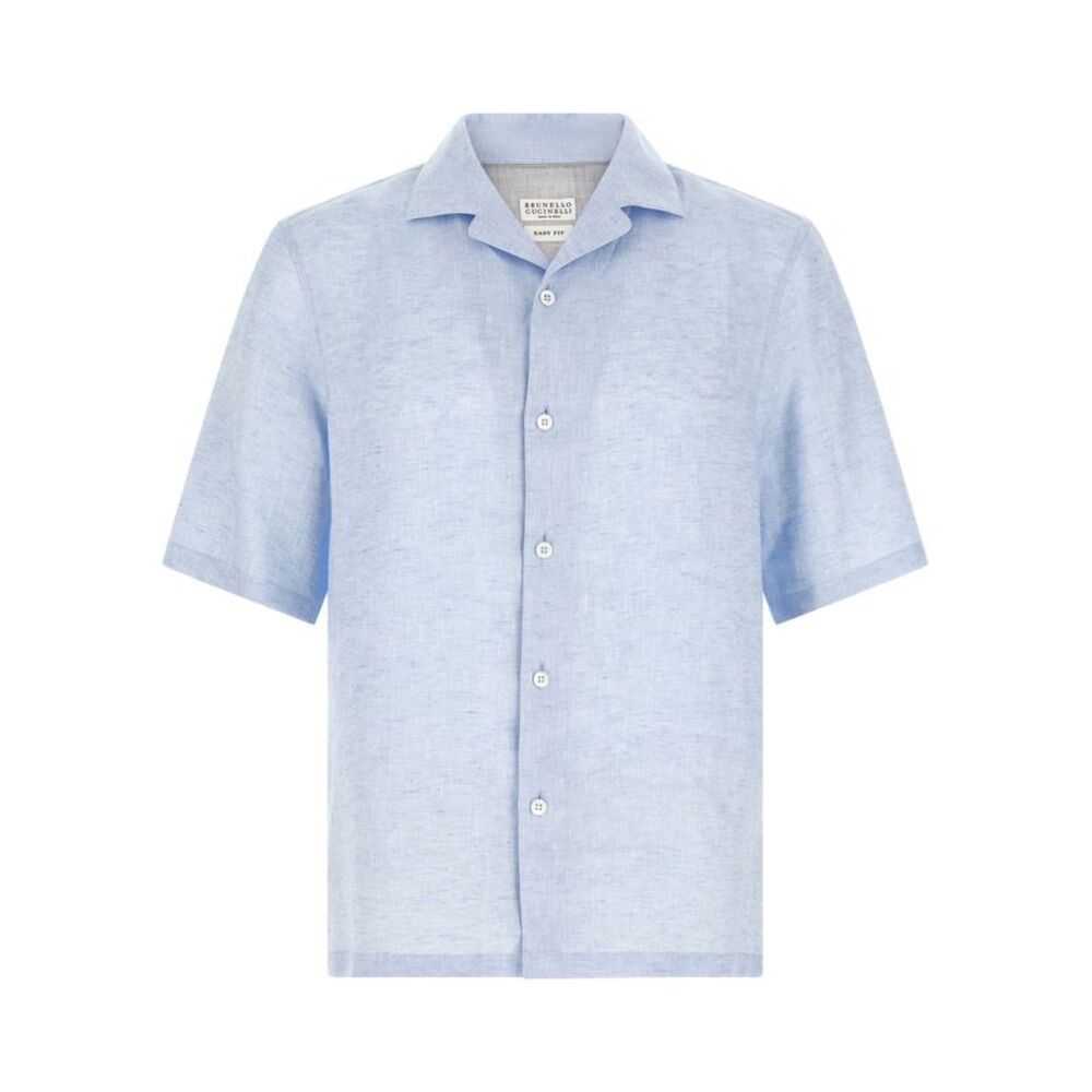 Brunello Cucinelli Blue Linen Men's Blouse